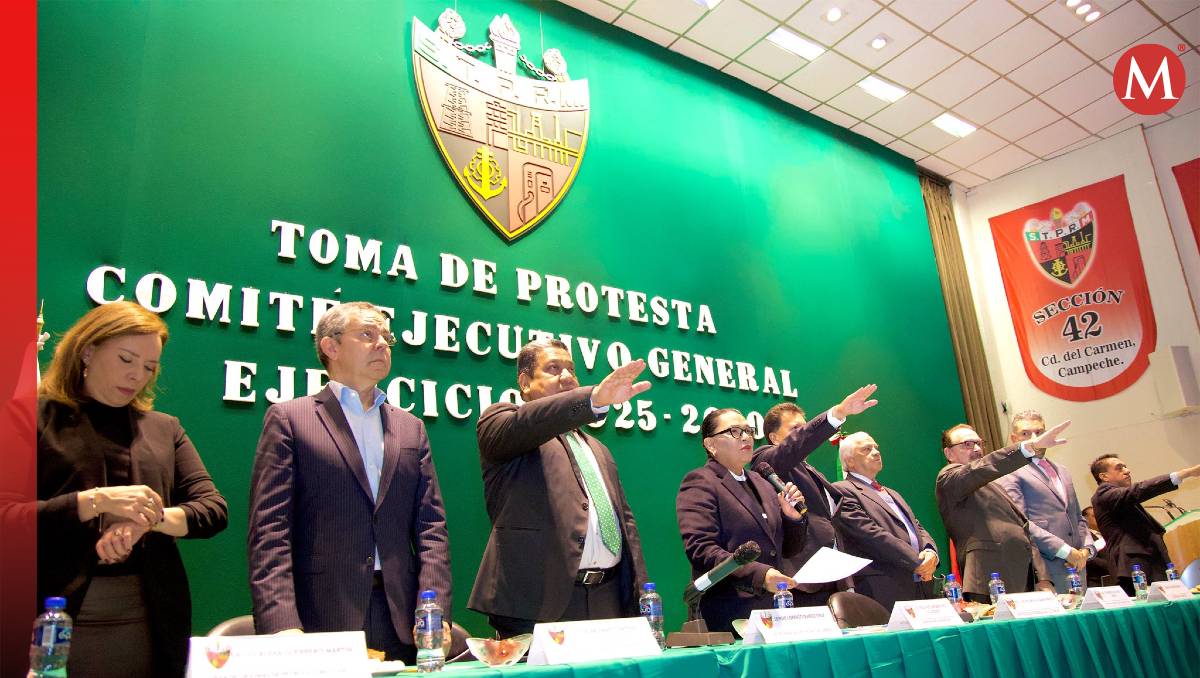 Toma de protesta de Ricardo Aldana al frente del STPRM. | Foto: @rosaicela_