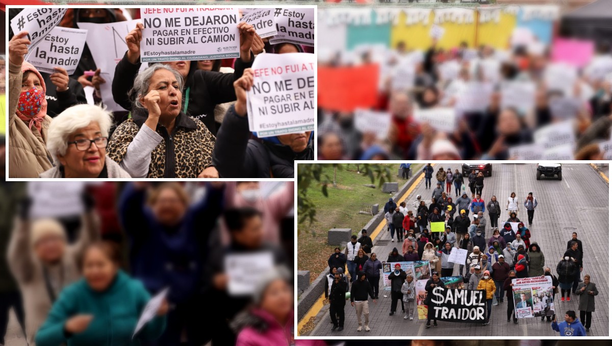 Tras un recorrido por el centro de Monterrey terminaron en el Palacio de Gobierno. Foto: Luis Guerra