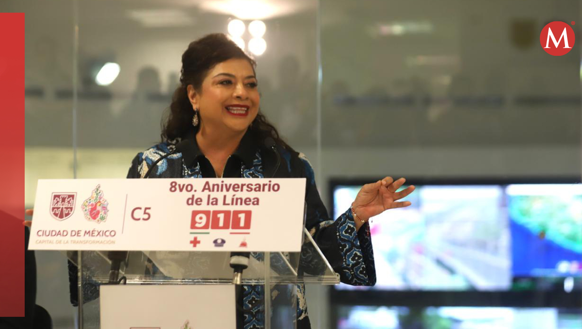 Clara Brugada , jefa de gobierno de la Ciudad de México , durante el 8vo. Aniversario de la línea 911. | Fotos de Jorge Carballo