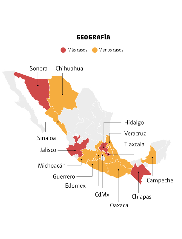 Lugares en donde se han emitido actas de defunción falsas