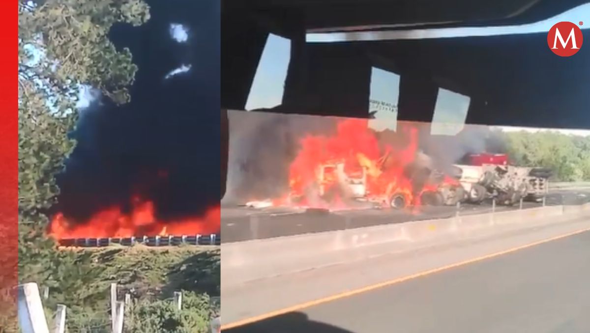 Bomberos y Protección Civil trabajan en el lugar para sofocar el incendio y controlar el derrame de combustible. | Especial