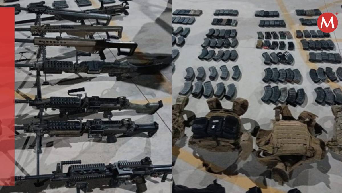 Parte del arsenal asegurado en Culiacán, Sinaloa (Especial)