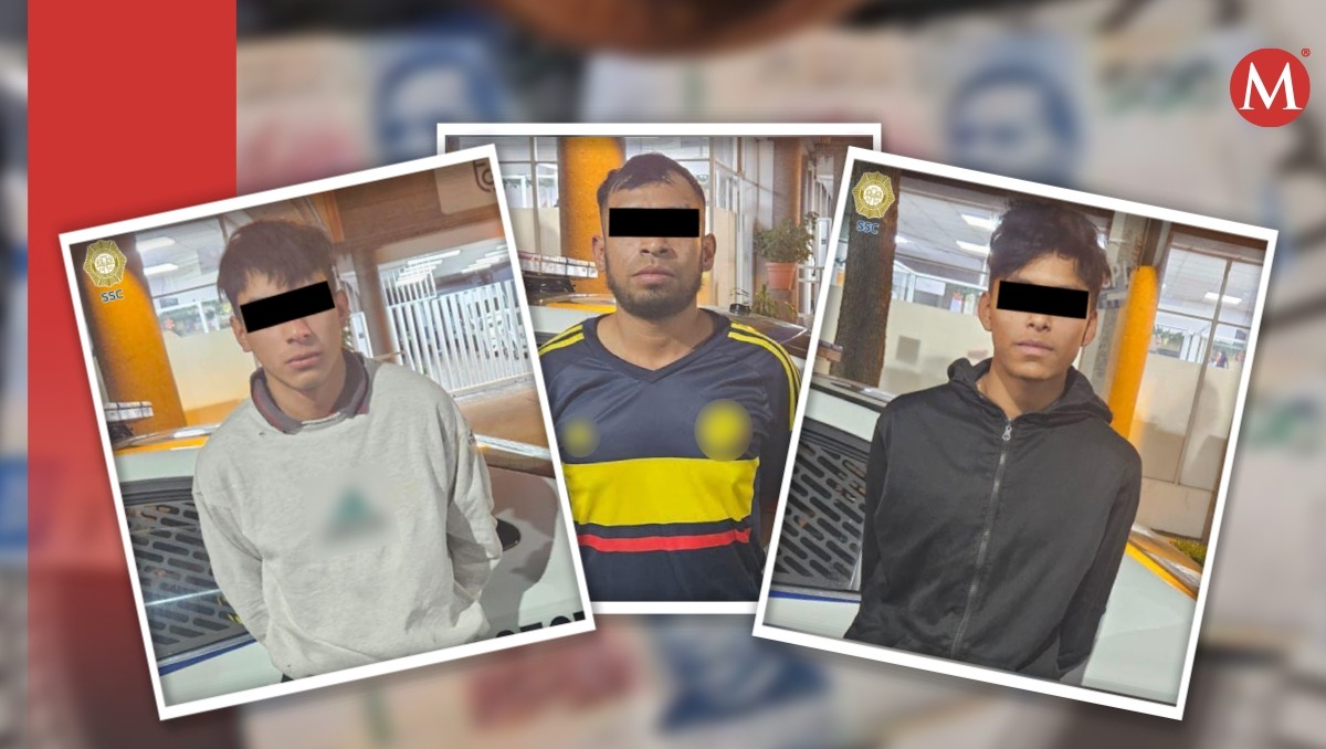 La Policía de CdMx informó que cuatro personas fueron detenidas por asalto, incluido un menor de edad (Diseño: Milenio)