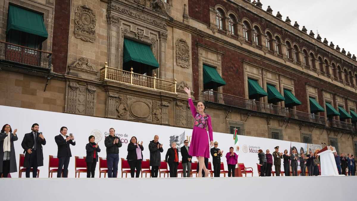 Claudia Sheinbaum, presidenta de México, en su discurso por los 100 días de gobierno en el Zócalo de la CdMx. (Cortesía)