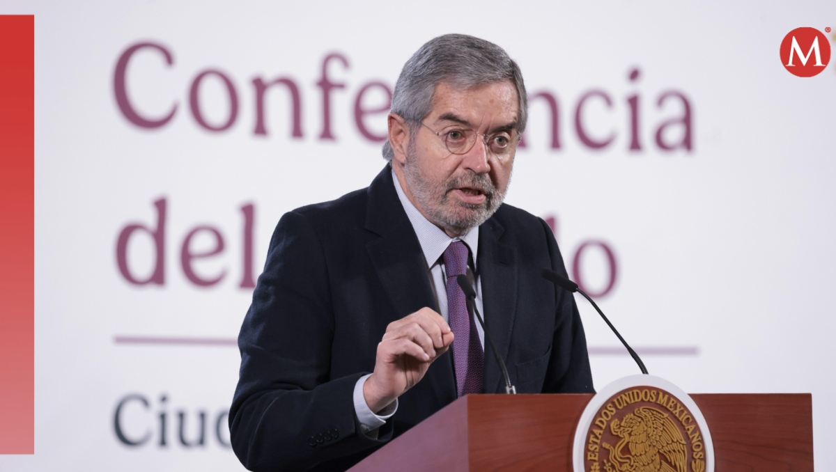 Juan Ramón de la Fuente, secretario de Relaciones Exteriores, en la conferencia mañanera de hoy. | Cortesía