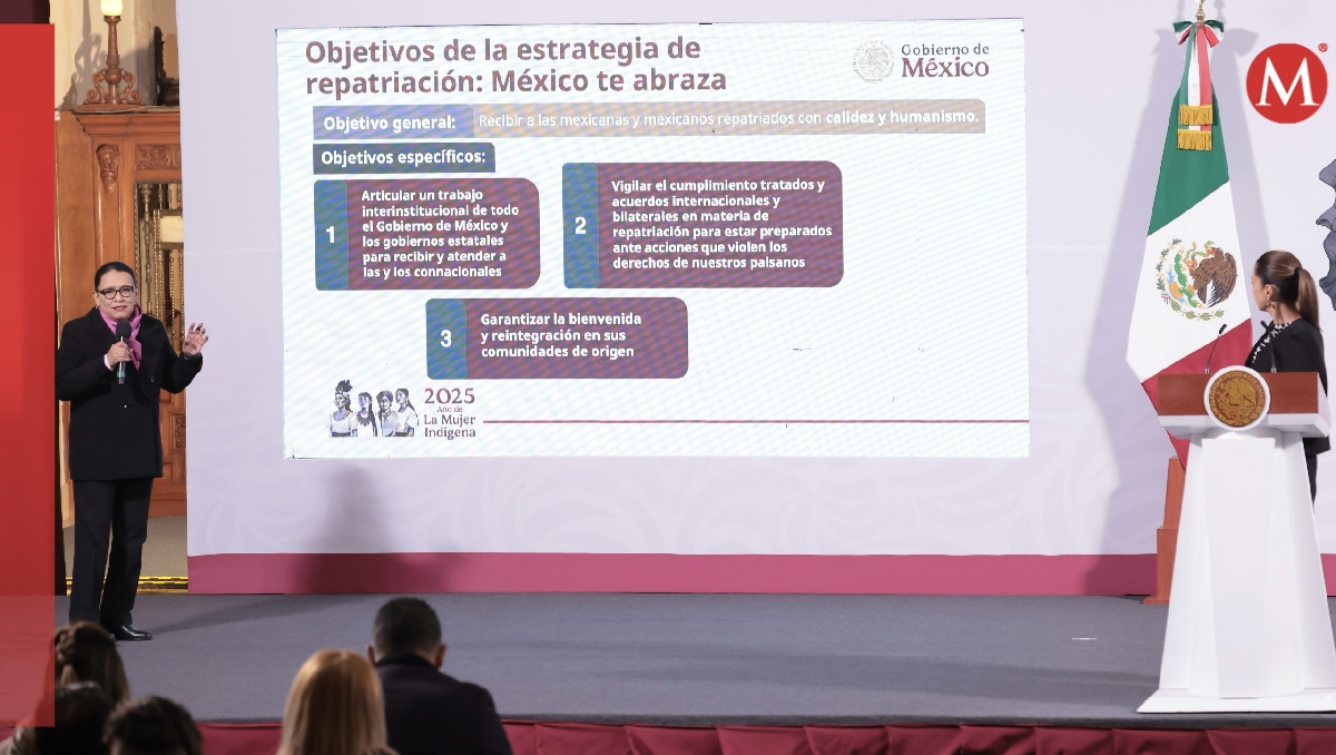 La secretaria de Gobernación presentó los elementos de la estrategia 'México te abraza'. | Especial