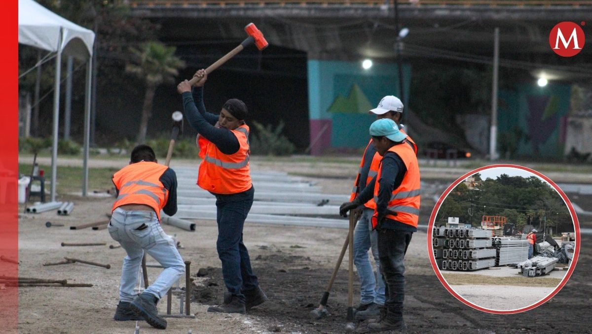 En los terrenos de la feria ya inició la construcción del albergue temporal para los deportados. (Yazmín Sánchez)