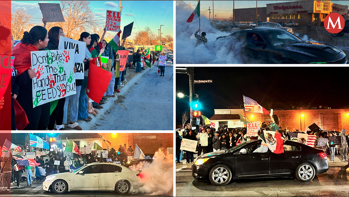 Latinos protestan en Omaha ante políticas migratorias. | Diseño: Óscar Ávila