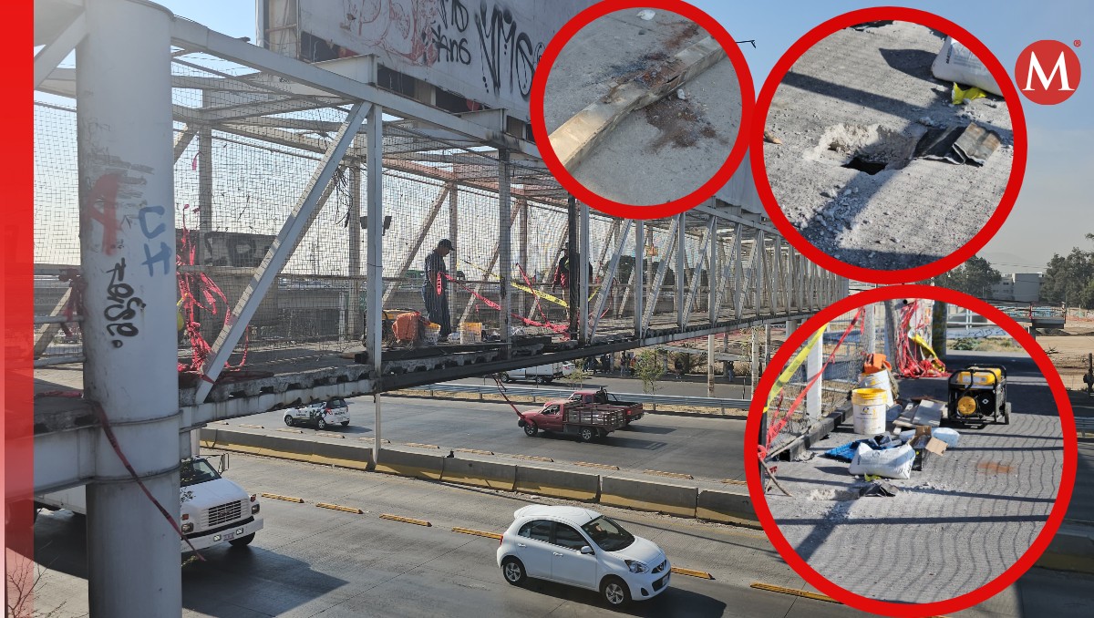El puente presenta algunos desperfectos que ponen en riesgo a los peatones. (Juan Carlos Munguía/ Milenio)