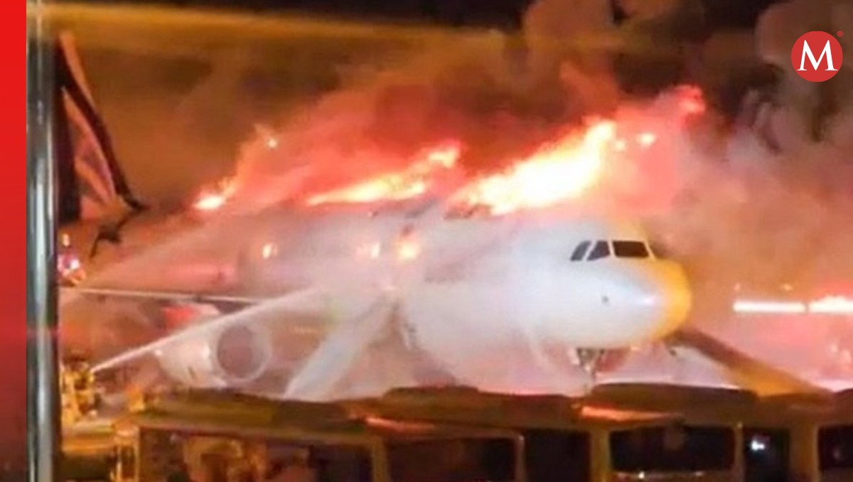 La cola del avión se incendió previo al despegue. | Especial