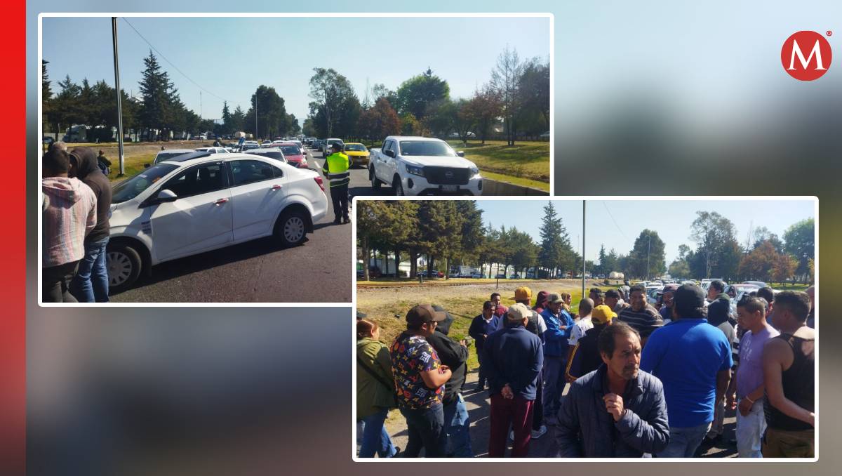 Taxistas con 30 unidades han tomado el carril de alta velocidad en Paseo Tollocan. Foto: (Especial)
