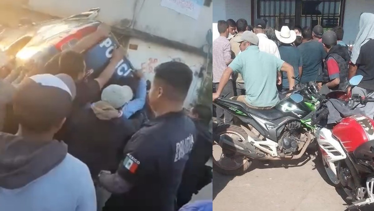 Pobladores voltean patrulla en Acaxochitlán, Hidalgo