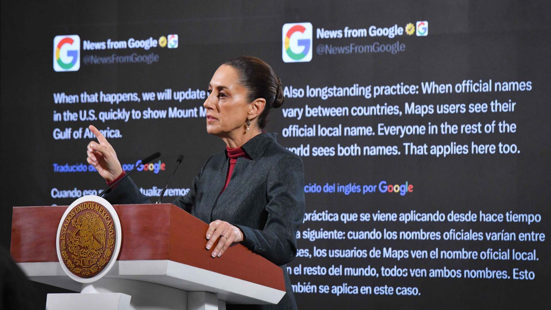 Sheinbaum enviará carta a Google por cambio de nombre al Golfo de México