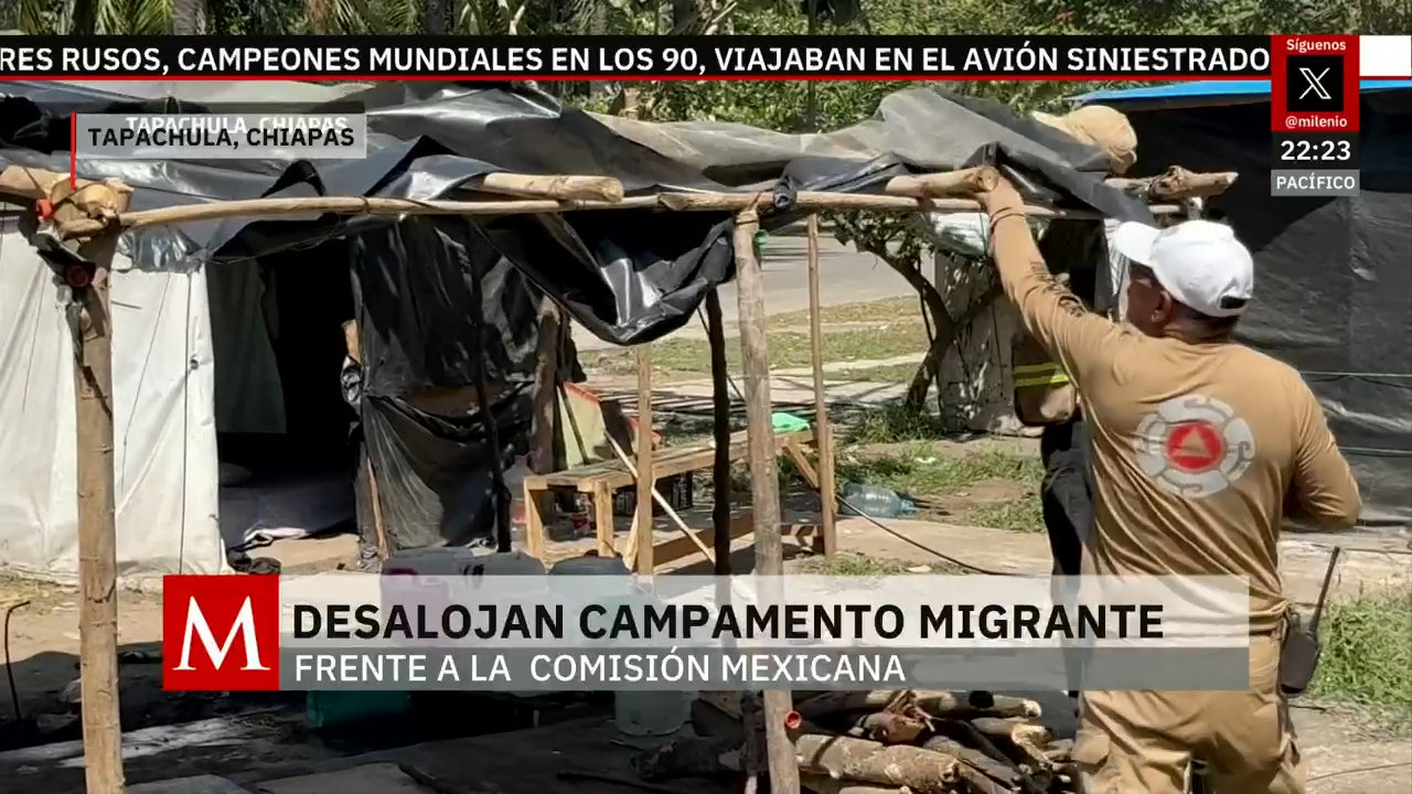 Desalojan campamento migrante frente a la comisión mexicana
