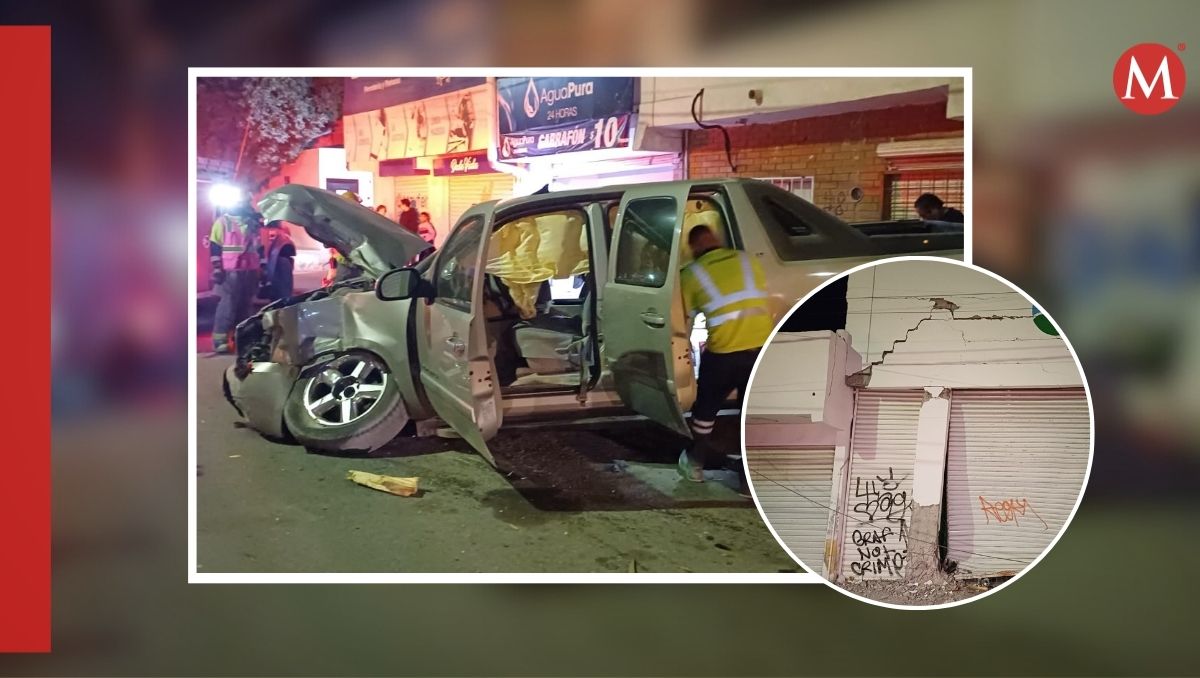 Tras el impacto con el poste, la camioneta se estrelló contra una bodega. | Especial