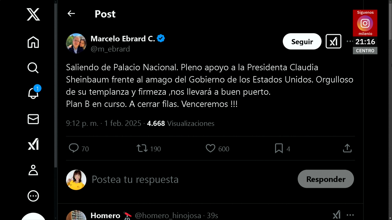 Marcelo Ebrard presenta Plan B ante aranceles de EU, promete "Venceremos"