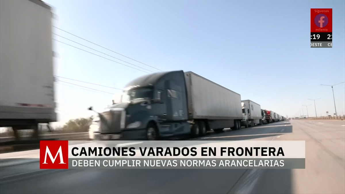 La frontera resiente los aranceles de Trump con camiones de carga varados