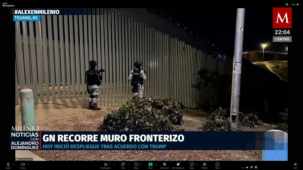 Elementos de la Guardia Nacional refuerzan la seguridad en el muro fronterizo de Tijuana