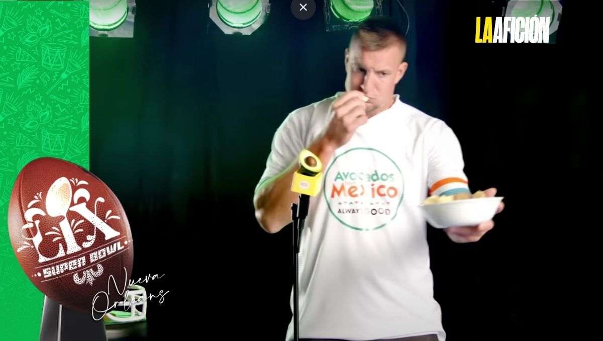 Rob Gronkowski promociona el aguacate mexicano exportado a EU para el Super Bowl 2025 (YouTube @Avocados From Mexico)