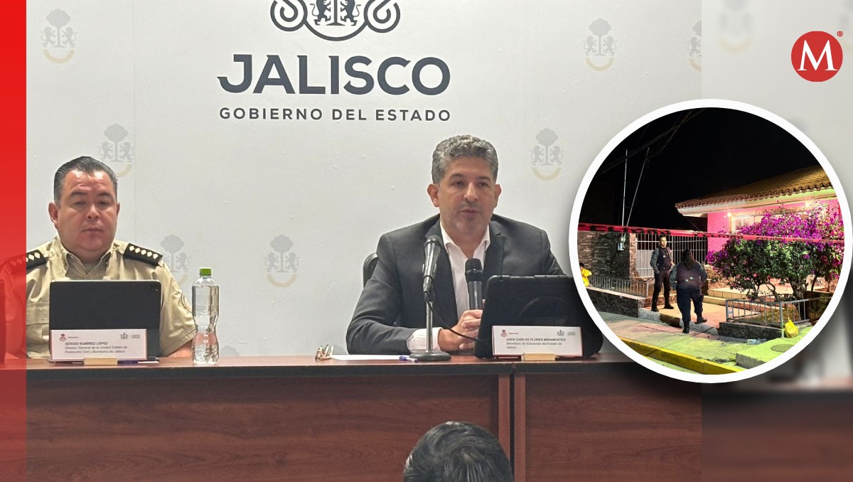Autoridades de Jalisco hablan sobre muerte de niño al caerle barda en kínder de Jocotepec (Fotos: Roberto Hurtado y Usi Toledo | Diseño: Milenio)
