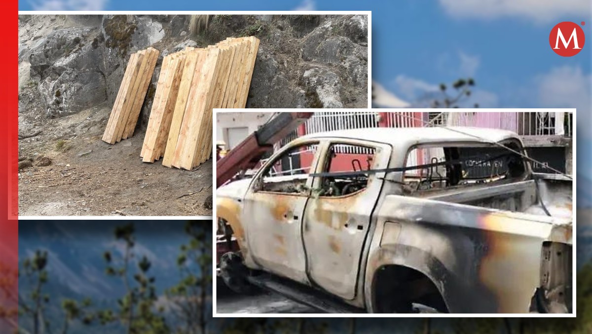 El vehículo de la FGR quedó calcinado; fue asegurada madera y equipo para tala. | Especial