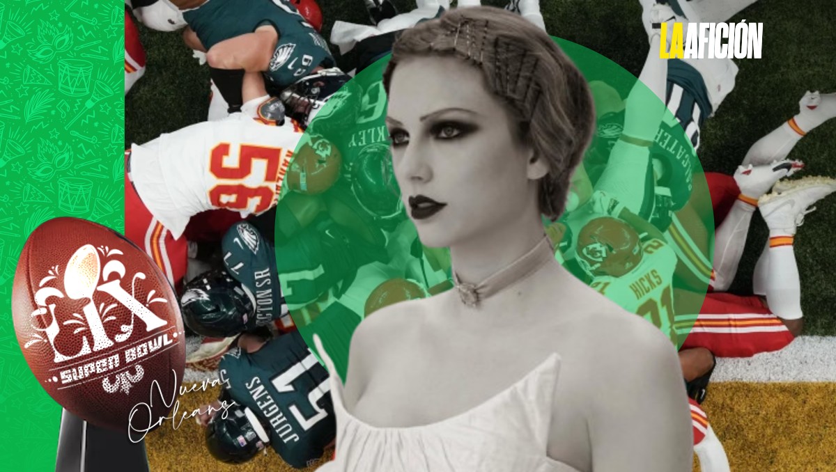 Memes del abucheo a Taylor Swift en el Super Bowl LIX por apoyar a Travis Kelce. | Diseño Adriana Páez MILENIO, foto de AP