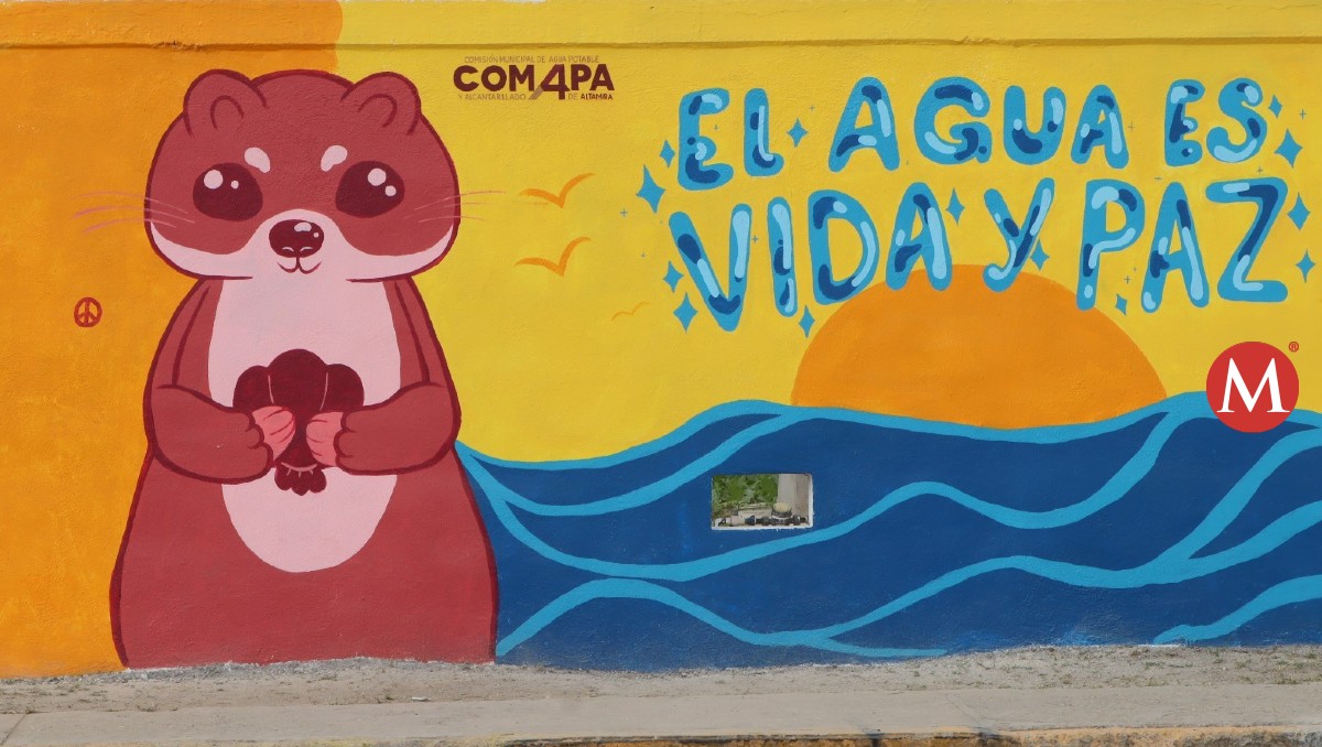 Alumnos crean mural para fomentar cuidado del agua en Altamira.