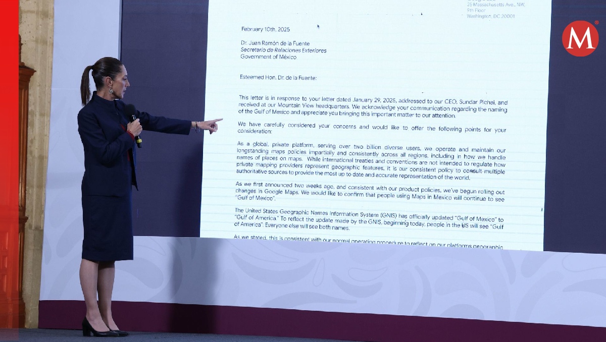 La Presidenta mostró la carta que Google envió a su gobierno como respuesta al cambio. | Cuartoscuro