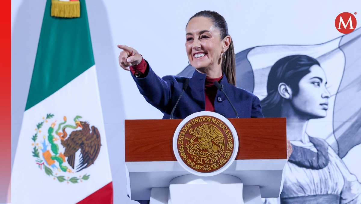 La Presidenta desde el Salón de Tesorería en Palacio Nacional para su conferencia de prensa. | Cuartoscuro