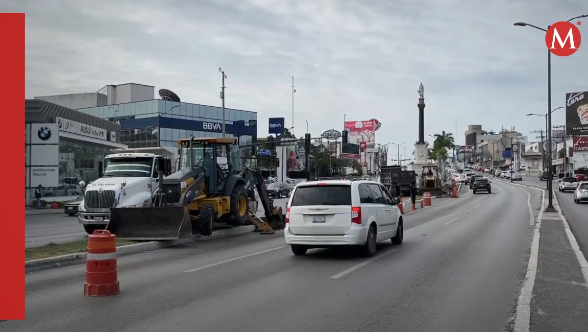 Trabajos de mejora vial en Tampico. (Yazmín Sánchez)