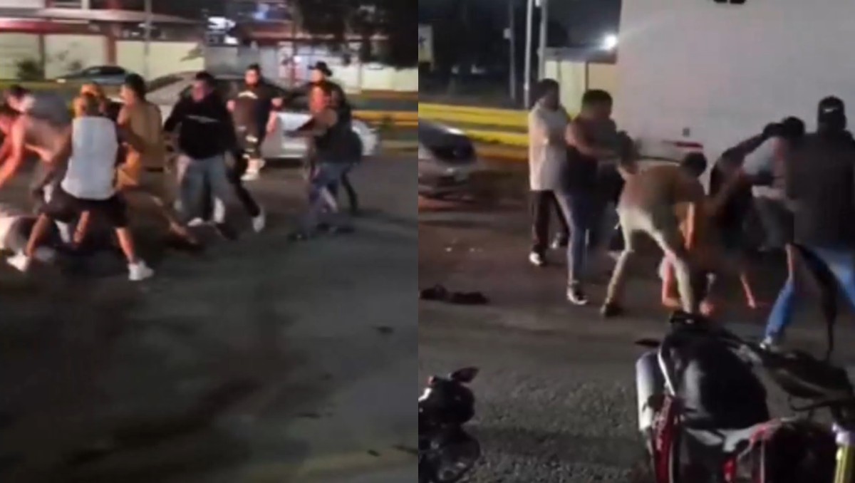 Vecinos captan violenta riña en un bar de Ciudad Sahagún