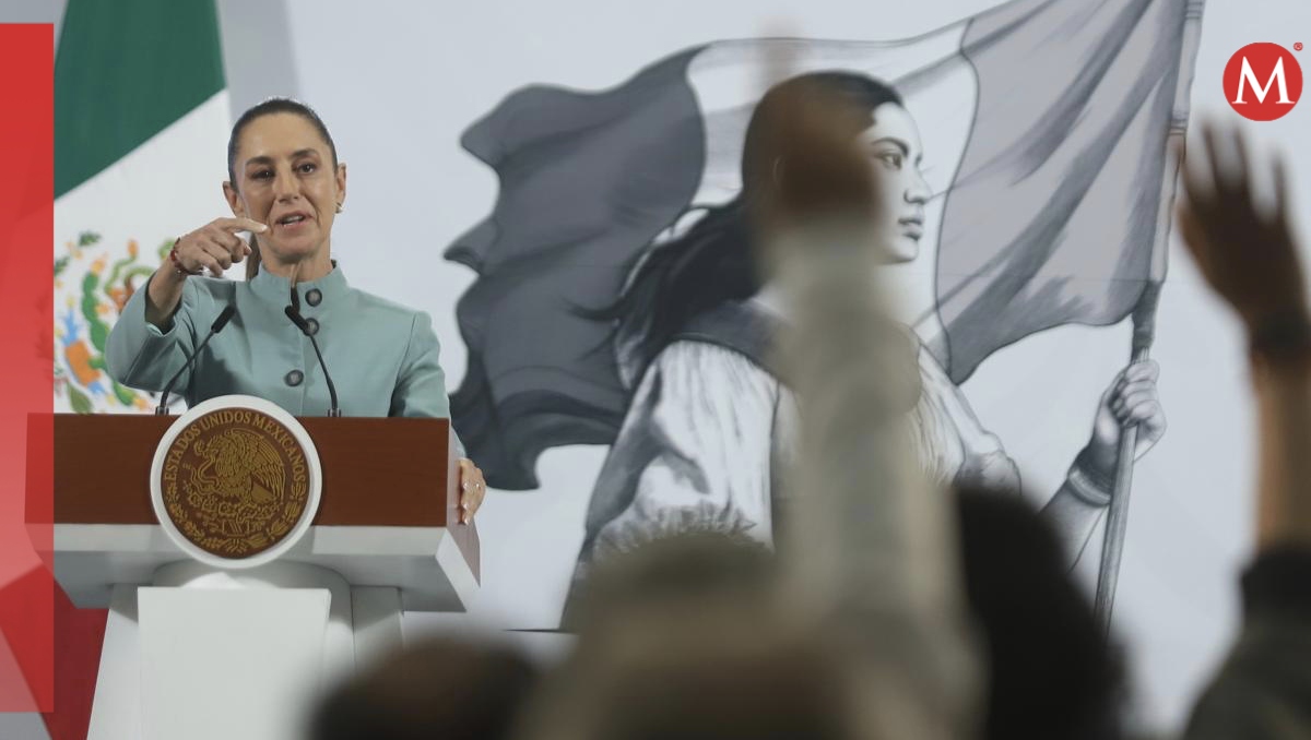 La mandataria llevó a cabo su conferencia mañanera desde el Salón de Tesorería hoy. | Jorge Carballo