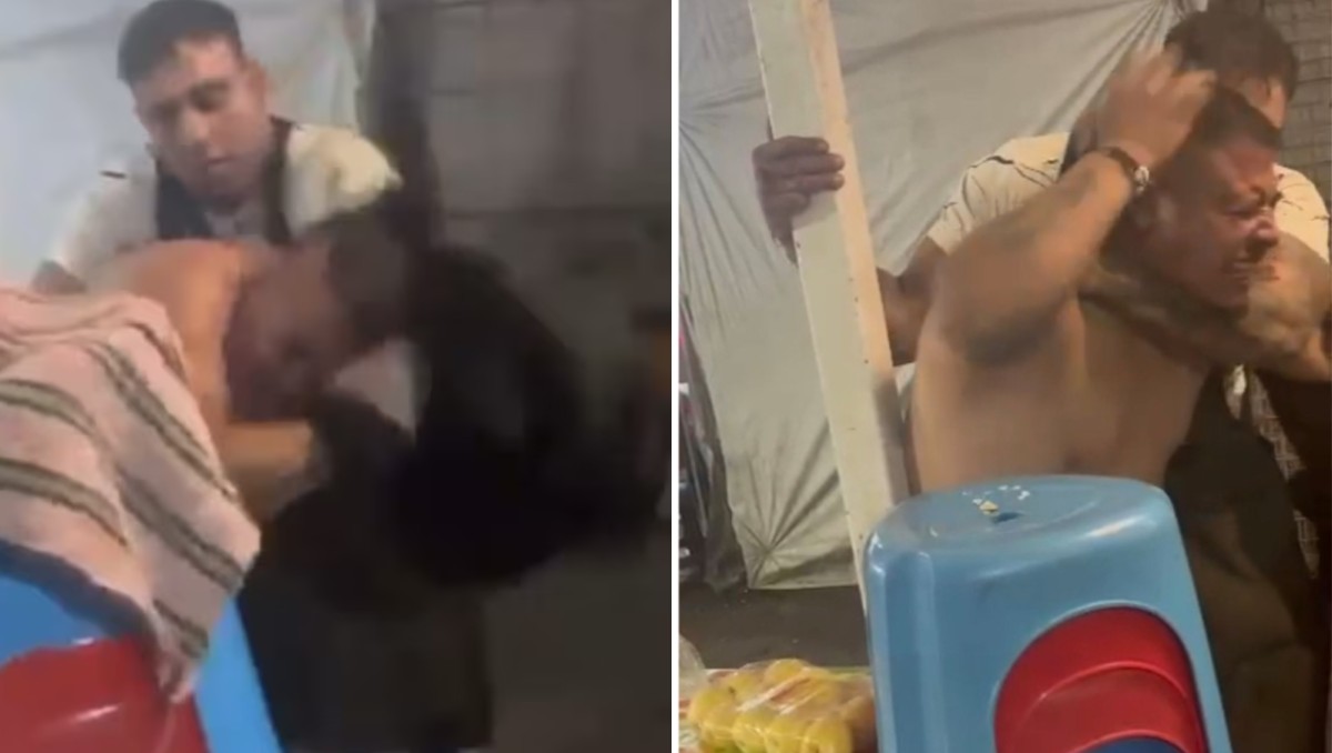 Testigos captaron en video el momento en que un sujeto muerde y arranca parte de la oreja de otro hombre en Pachuca