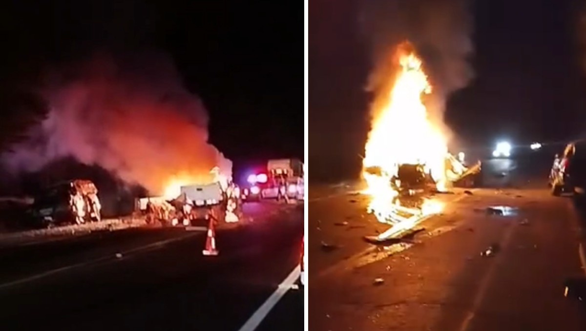 Una camioneta terminó en llamas tras el impacto en la carretera México-Tuxpan