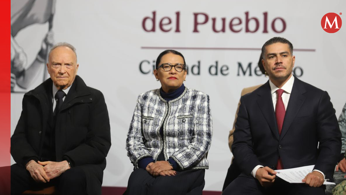 Alejandro Gertz Manero, Rosa Icela Rodríguez y Omar García Harfuch. | Foto: Jorge Carballo