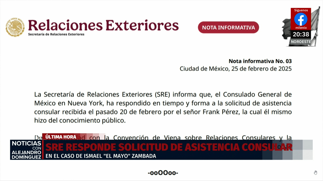 Consulado de México en Nueva York responde a solicitud de asistencia para 'El Mayo' Zambada
