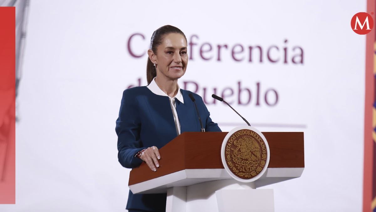 La mandataria desde Palacio Nacional para su conferencia de prensa mañanera. | Juan Carlos Bautista