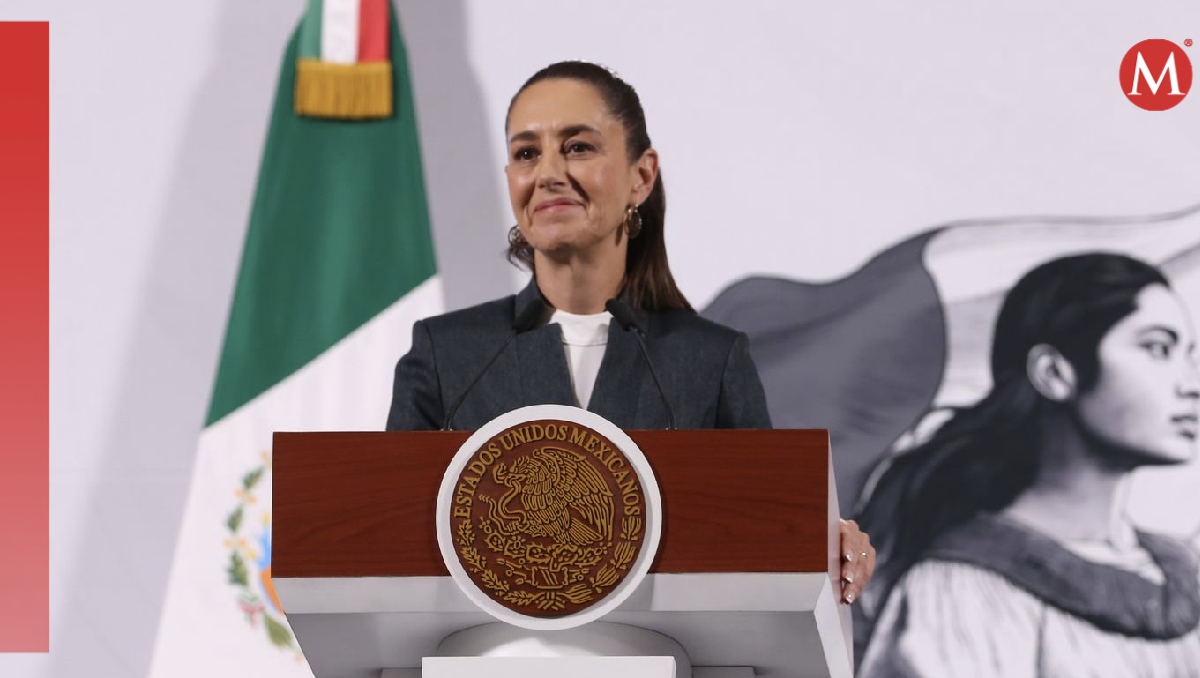 La Presidenta desde el Salón de Tesorería para su conferencia de prensa de hoy 3 de marzo. | Ariana Pérez