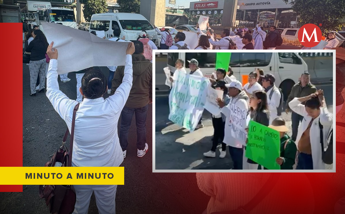 Trabajadores del IMSS se manifiestan contra el acoso laboral en Periférico Norte. Foto: (Fernando Cruz)