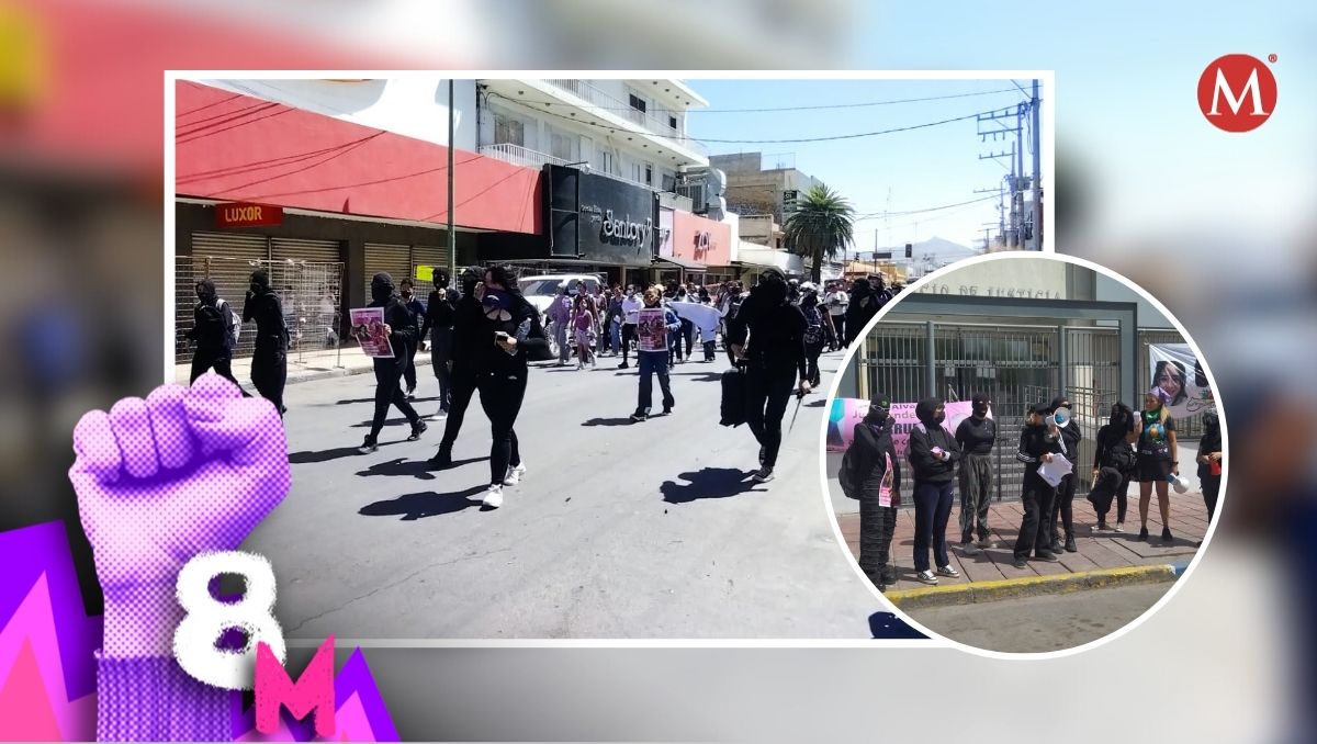 Feministas marchan en Gómez Palacio para recordar a las víctimas de feminicidio y exigir respuesta de las autoridades. | Adriana Magallanes