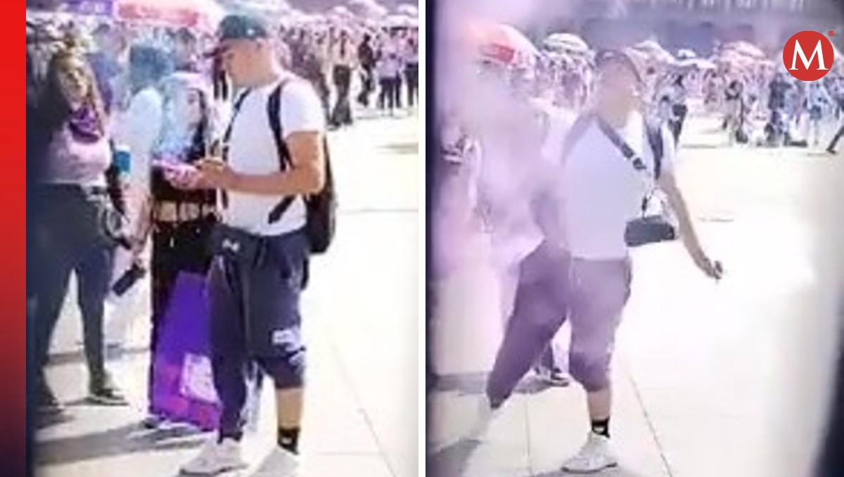 El hombre fue captado en video cuando lanzó una bomba de humo en el 8M de CdMx. | Especial