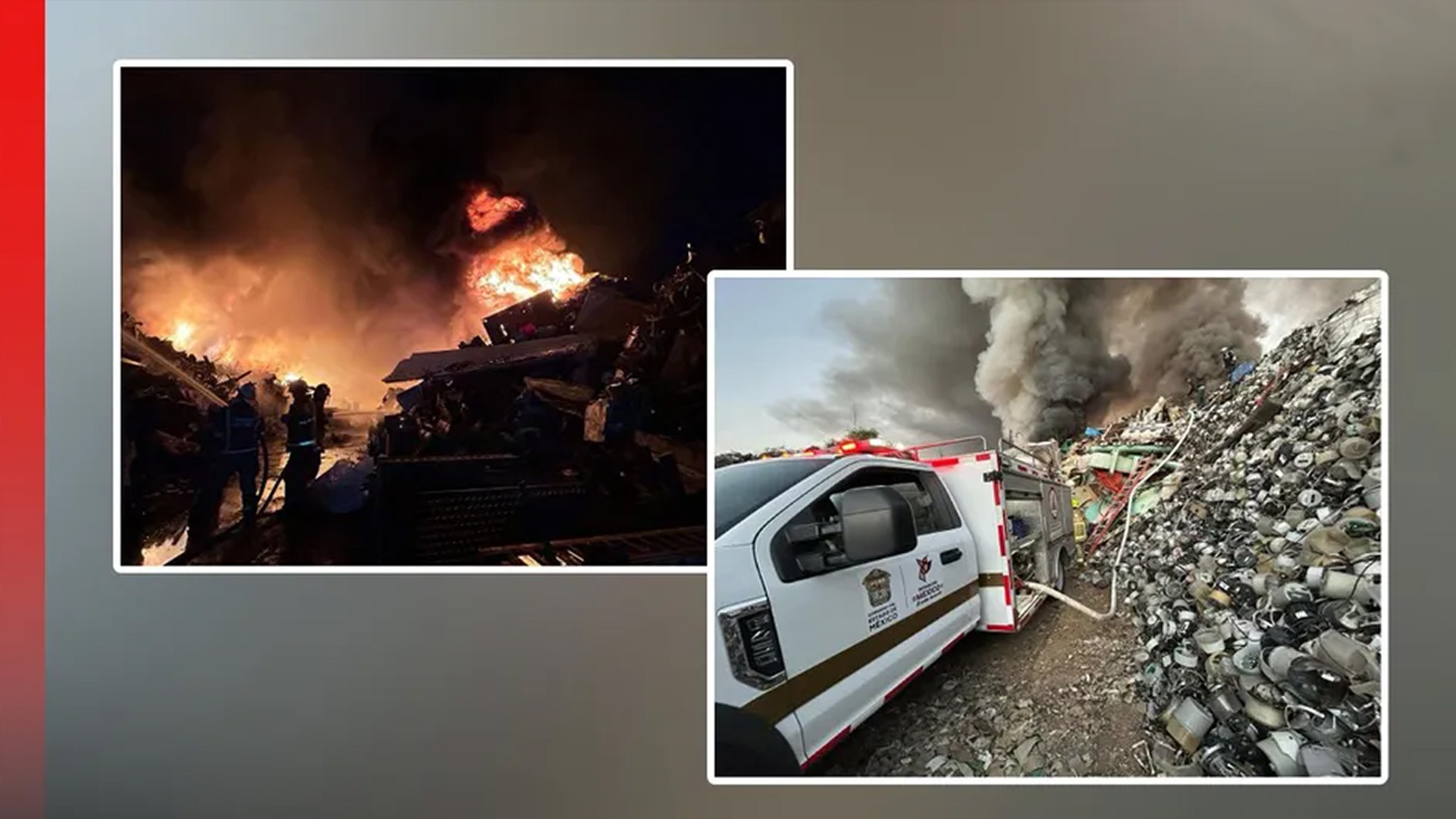 Incendio consume depósito de desperdicios de en Edomex