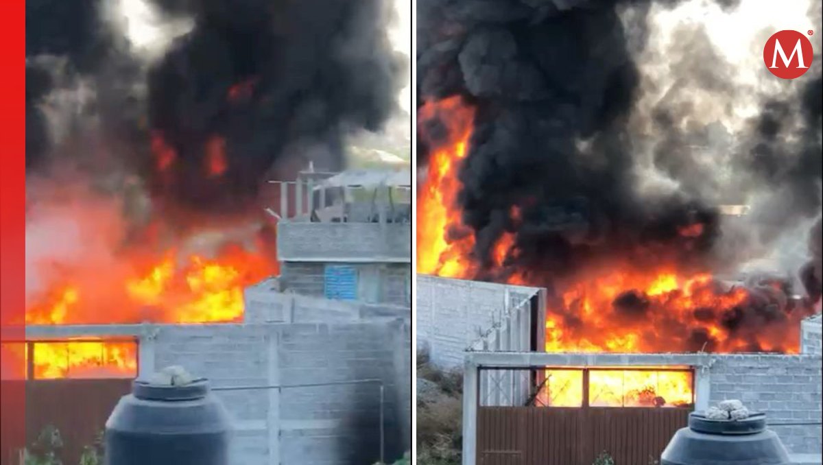 Reportan incendio en fabrica de colchones de Ecatepec. Foto: (Especial)