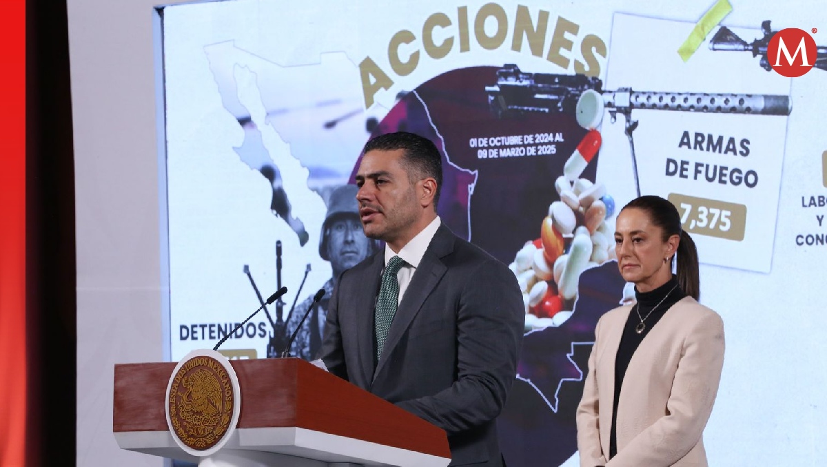El secretario de Seguridad, Omar García Harfuch, en la conferencia mañanera de hoy. | Ariana Pérez
