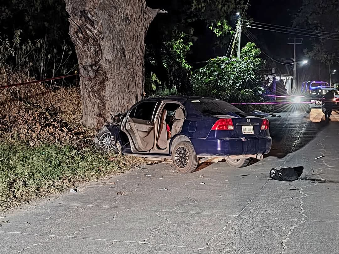 Un vehículo Honda Civic se estrelló contra un árbol en Metztitlán, Hidalgo resultando en la muerte de tres jóvenes