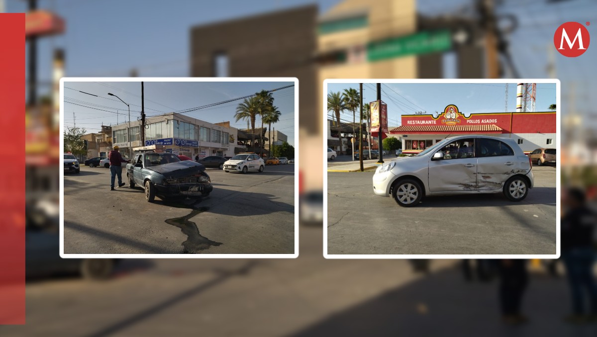 La tarde de este lunes, se registró un choque entre dos vehículos en el cruce de la avenida Leona Vicario y Allende. (Notivox Policía)