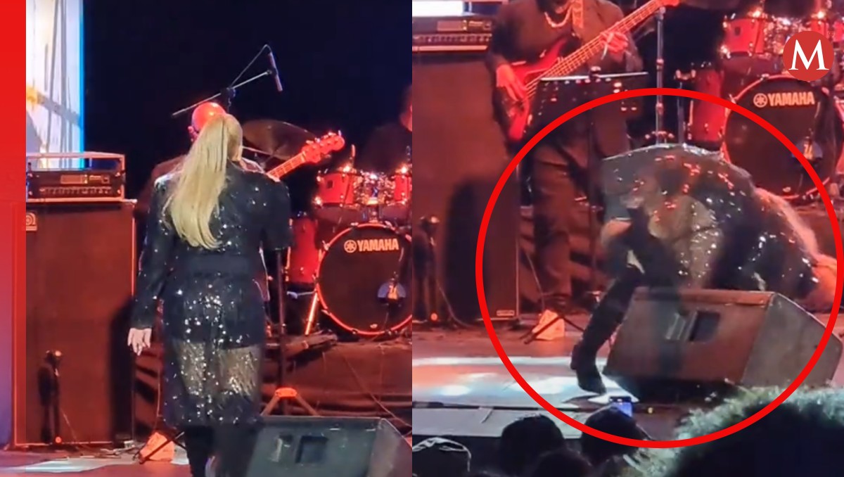 Rocío Banquells sufre aparatosa caída en pleno concierto: VIDEO. | TikTok @lupitaolivaresj