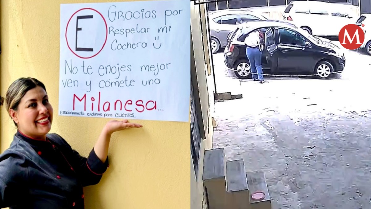 “Gracias por respetar mi cochera. No te enojes, mejor ven y comete una milanesa”. (Cortesía)