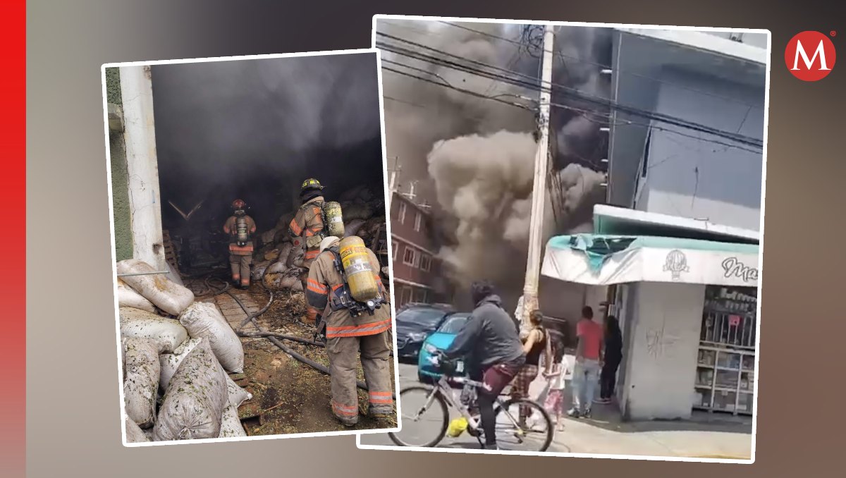 El incendio de la bodega se localizó en la colonia San Agustin Primera Sección, Ecatepec. Foto: (Especial)