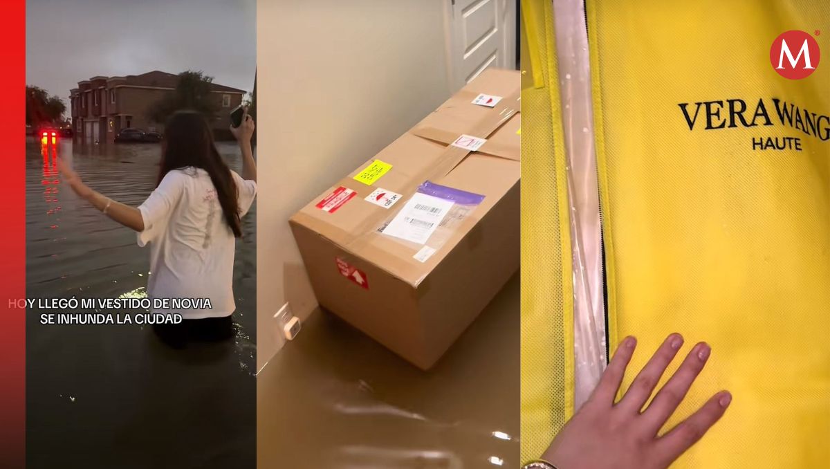 Su vestido de novia llegó a McAllen en medio de las inundaciones | Especial